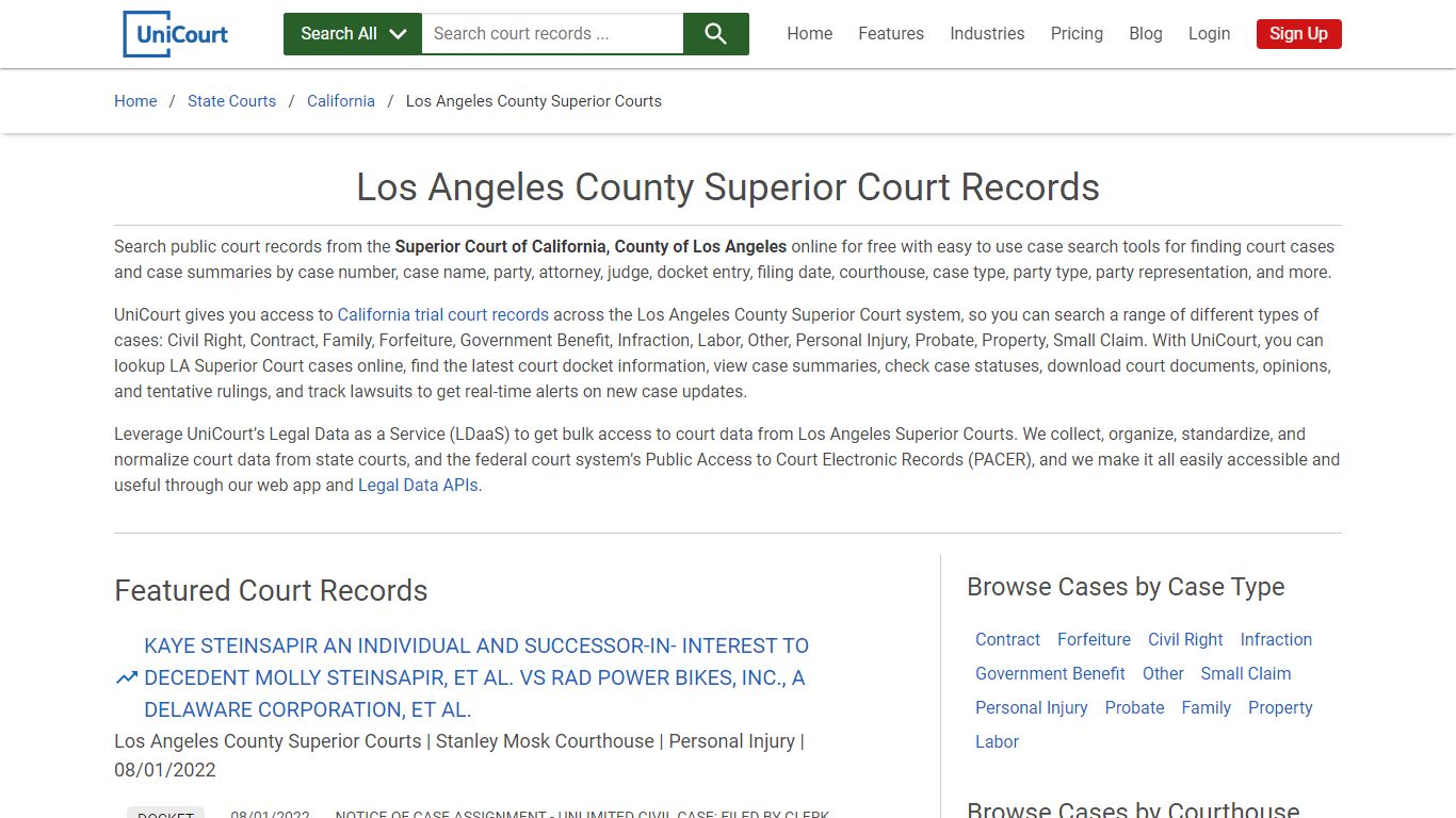 Los Angeles County Superior Court Records | California | UniCourt